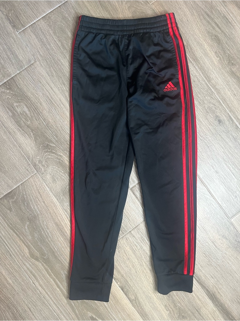 adidas Black Joggers with Red Side Stripes